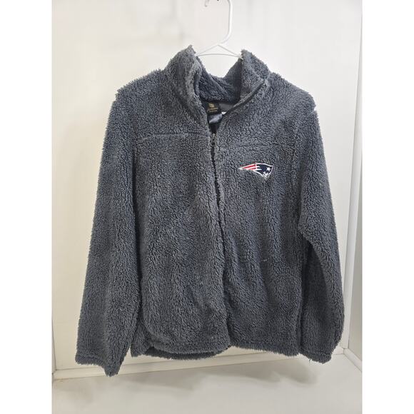 NFL Juniors Collection New England Patriots Sherpa Fleece Jacket Gray L 11/13 - Picture 1 of 4